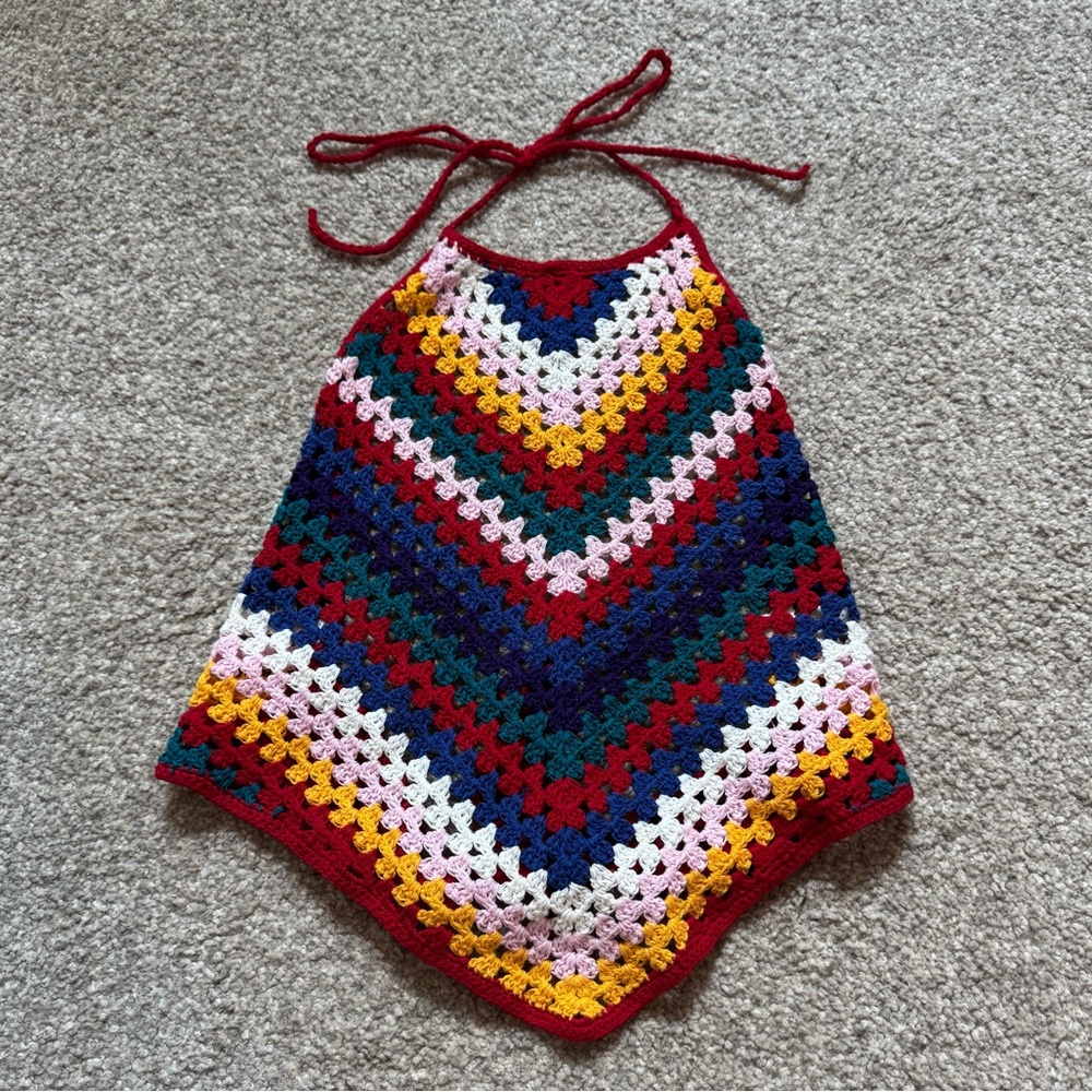 Colorful Crochet Halter Crop Top